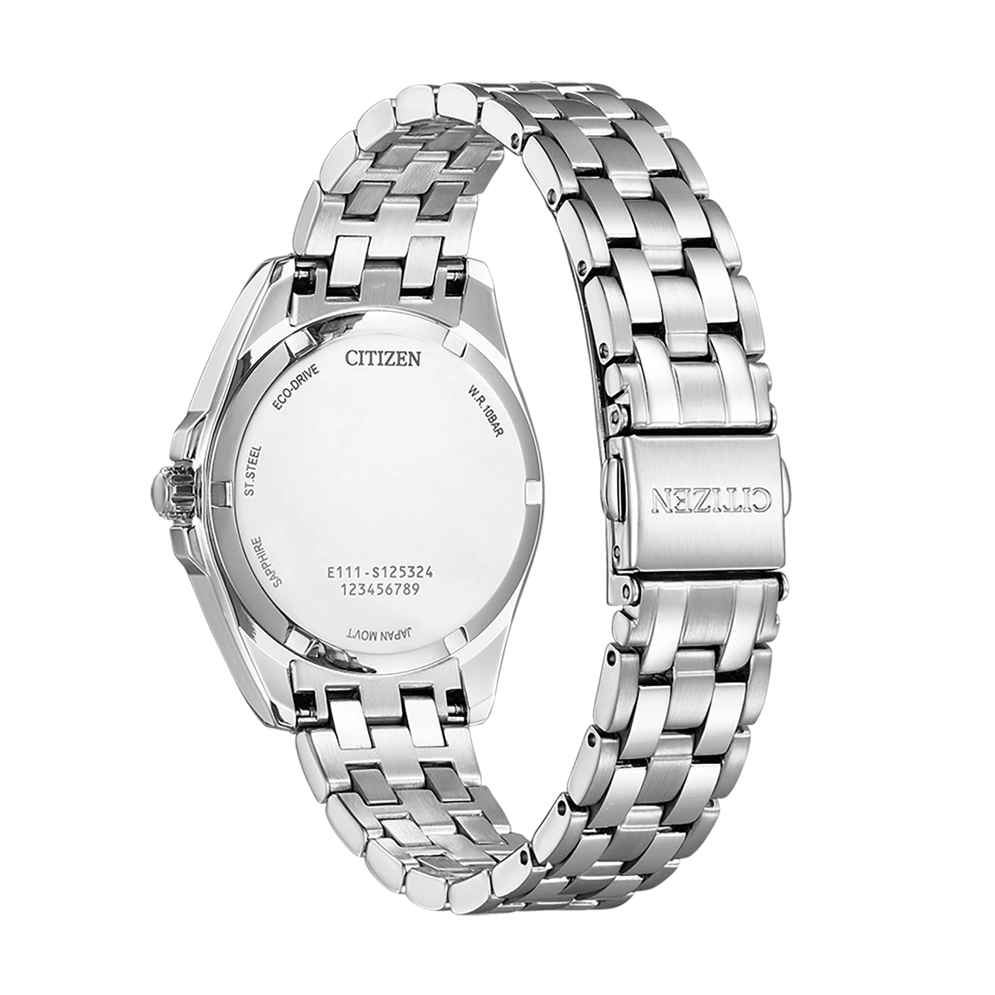 Citizen horlogekast, roestvrij staal, saffier, Eco-Drive, Japanse uurwerk, W.R. 10 bar