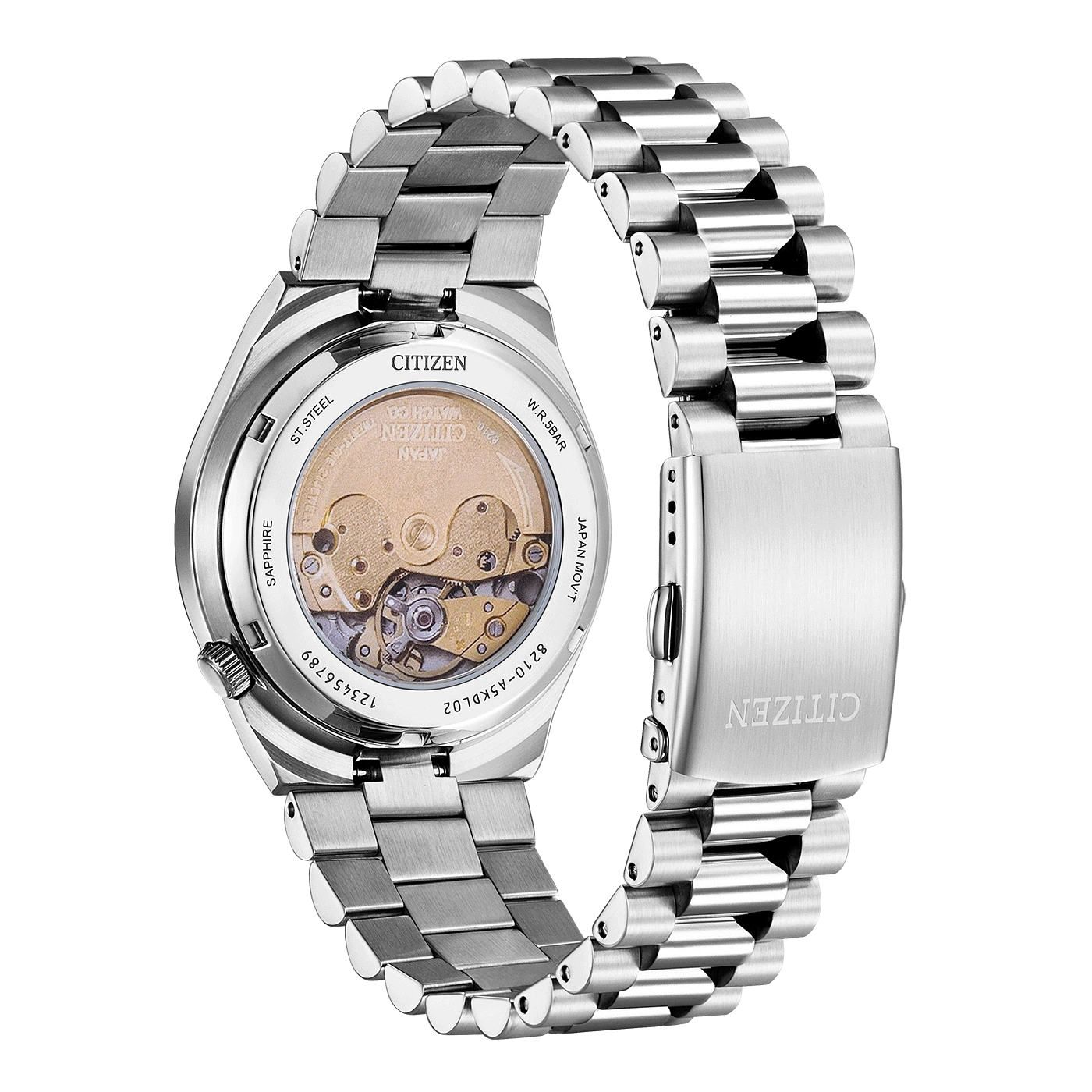 Citizen horlogerug, staal, saffier, Japanse uurwerk, 5 bar waterdicht, automatisch