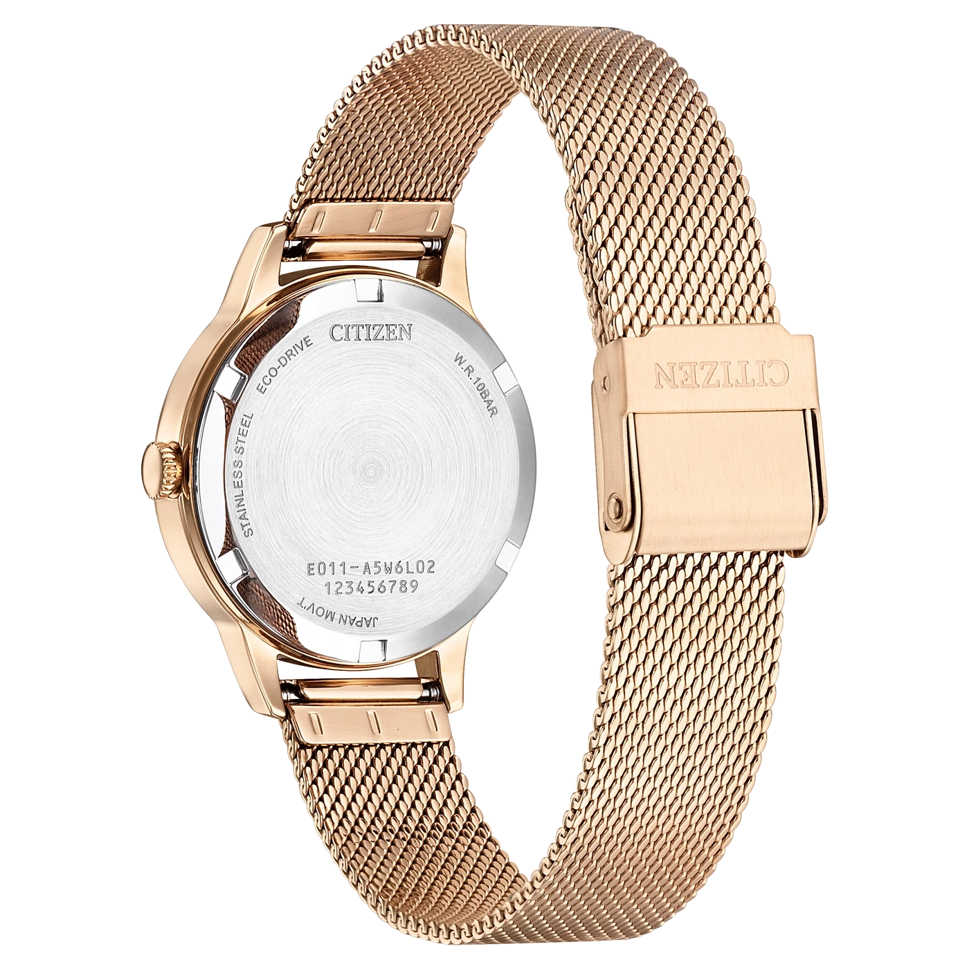 Citizen horlogerug, roségoud, roestvrij staal, Eco-Drive, W.R.10BAR, Japan Mov't