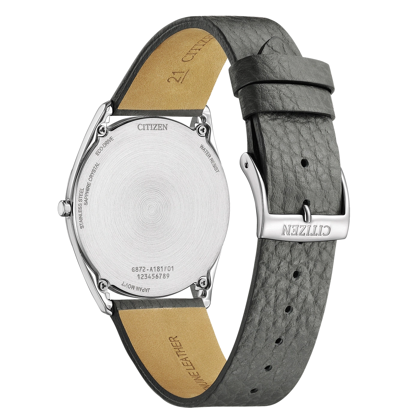 Citizen horlogerug, roestvrij staal, leren band, Eco-Drive, waterbestendig, saffierkristal
