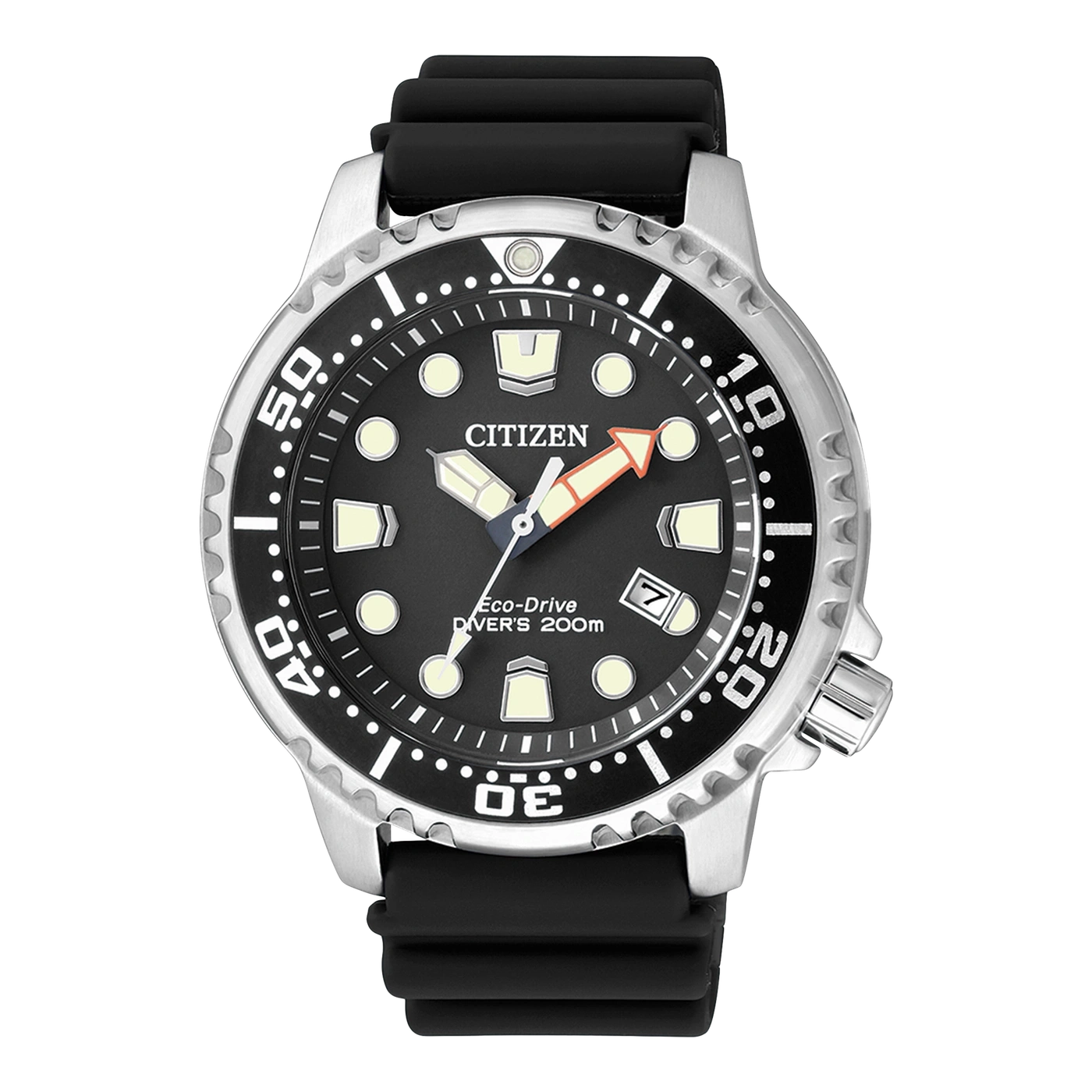 Citizen Eco-Drive duikhorloge met zwarte wijzerplaat en rubberen band
