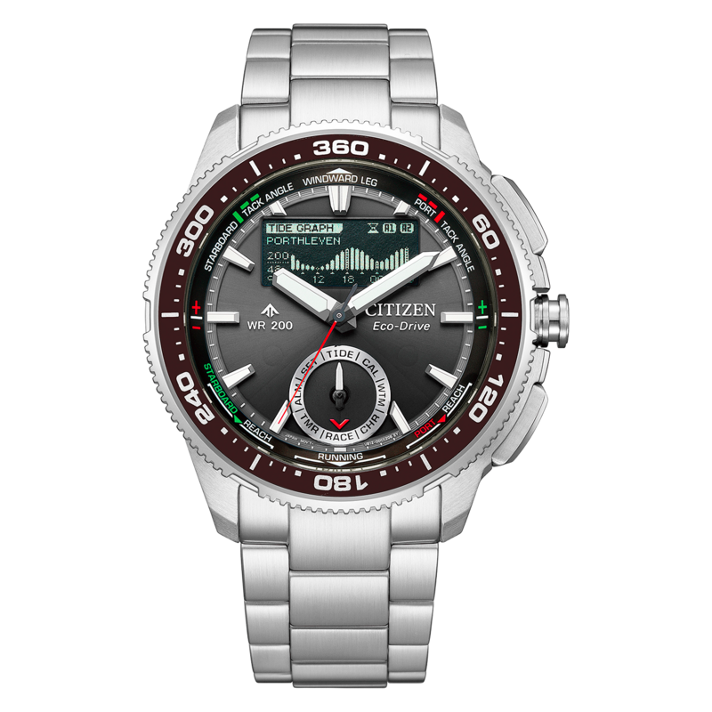 Citizen Eco-Drive horloge met getijdengrafiek.