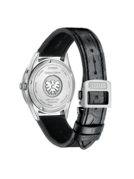 Citizen horlogerug met zwarte leren band, limited edition, titanium basis