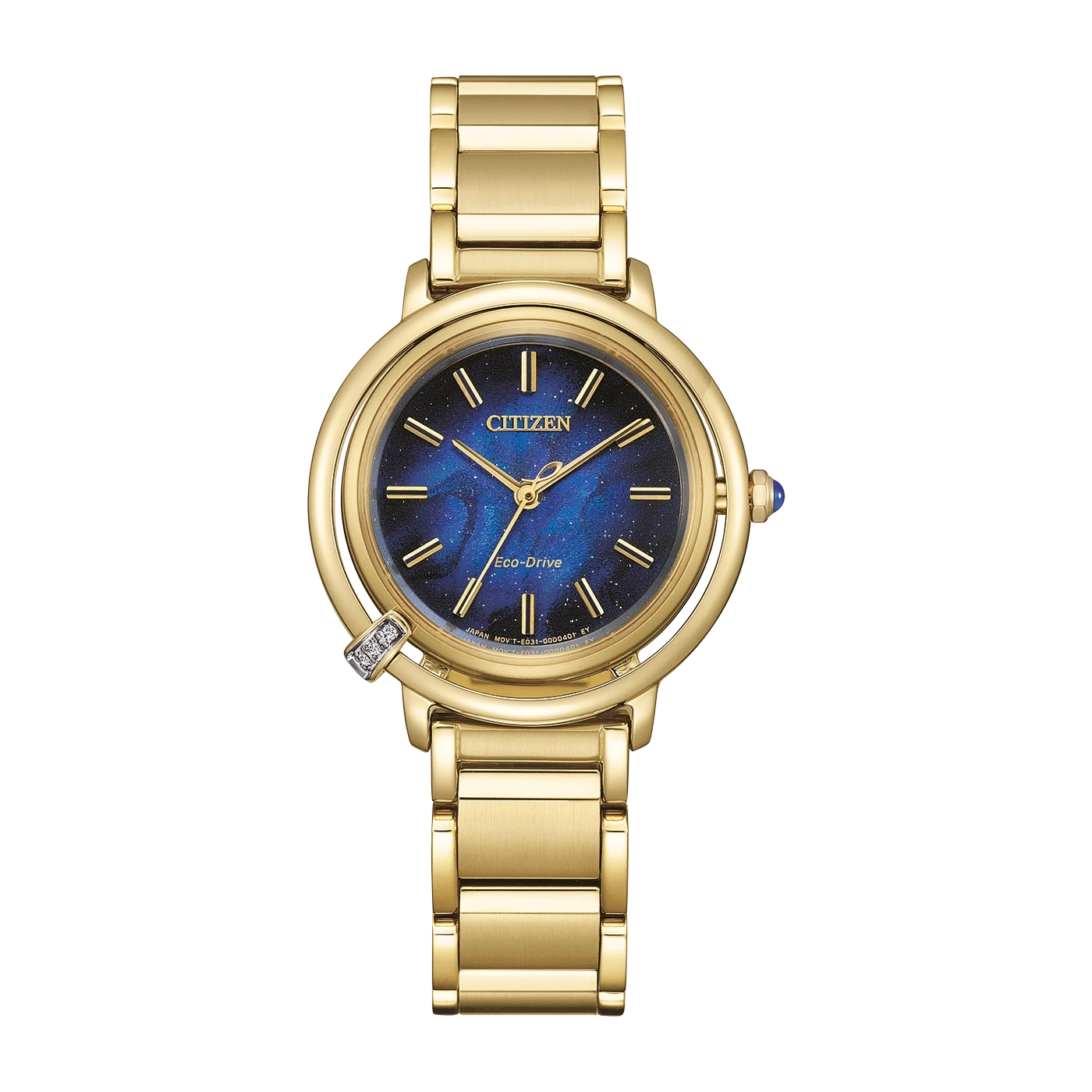 Gouden Citizen horloge met blauwe sterrenhemel wijzerplaat en gouden armband