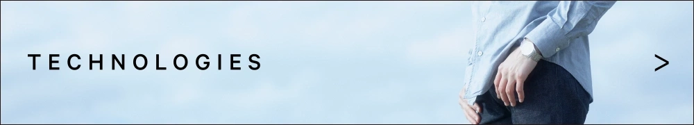 Technologies banner met persoon en pijl, lichtblauwe achtergrond