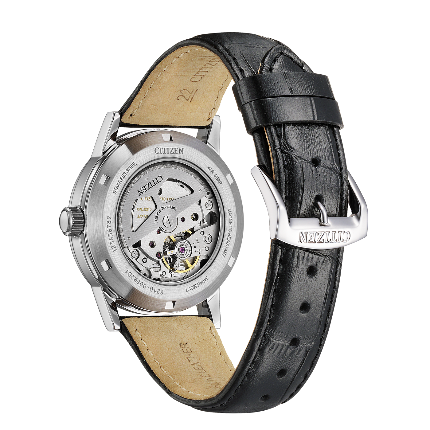 NJ0210-05E Mannelijk Leer zwart ⌀ 40mm