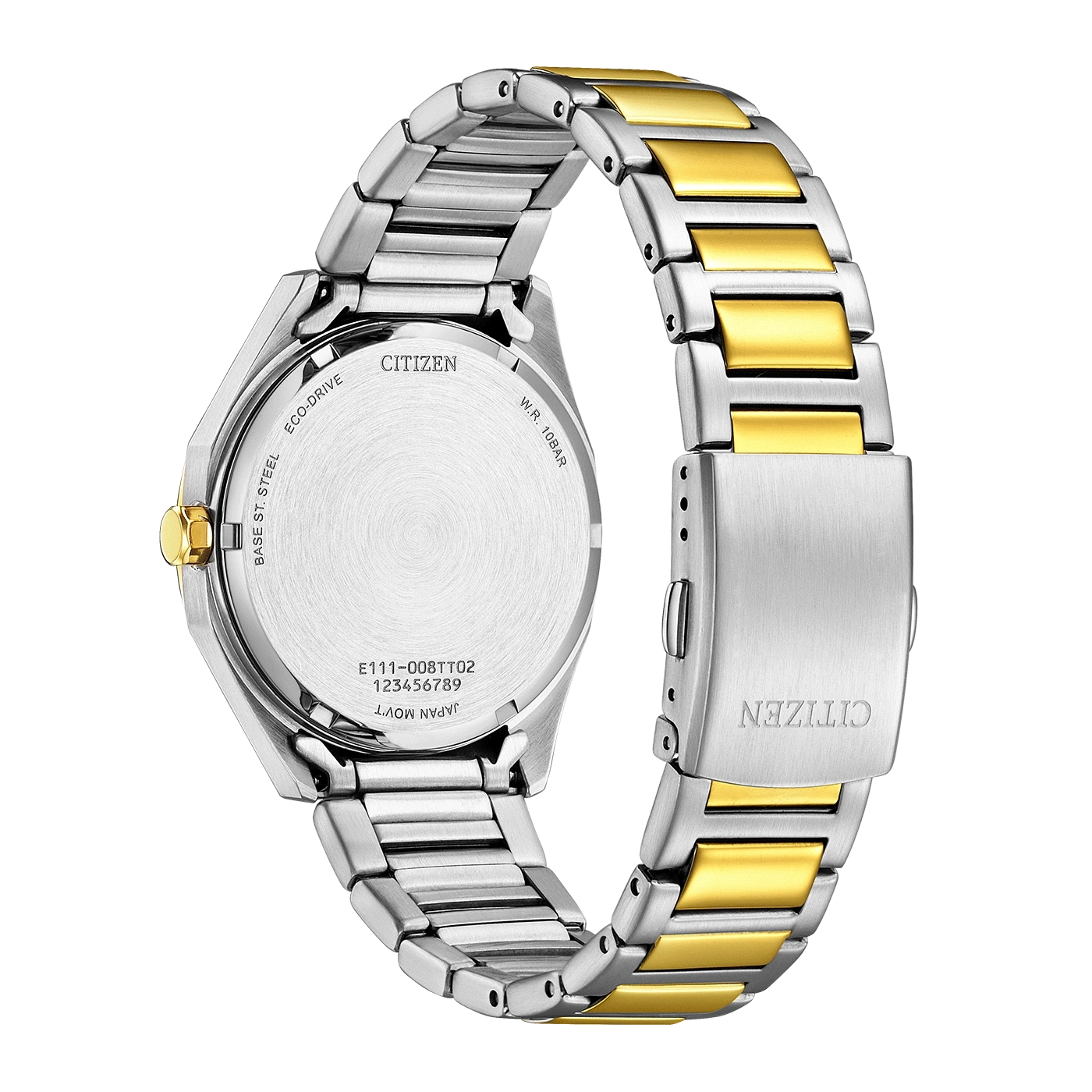 Citizen horlogerug, zilver en goud, Eco-Drive, Japanse uurwerk, W.R. 10BAR