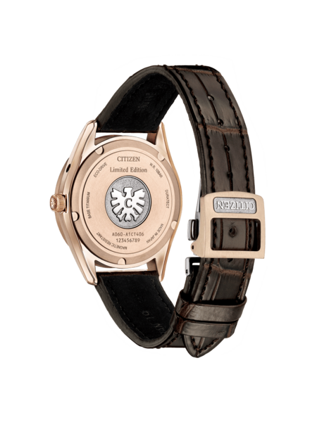 Citizen horlogerug, roségoud, leren band, limited edition, Eco-Drive, gemaakt in Japan