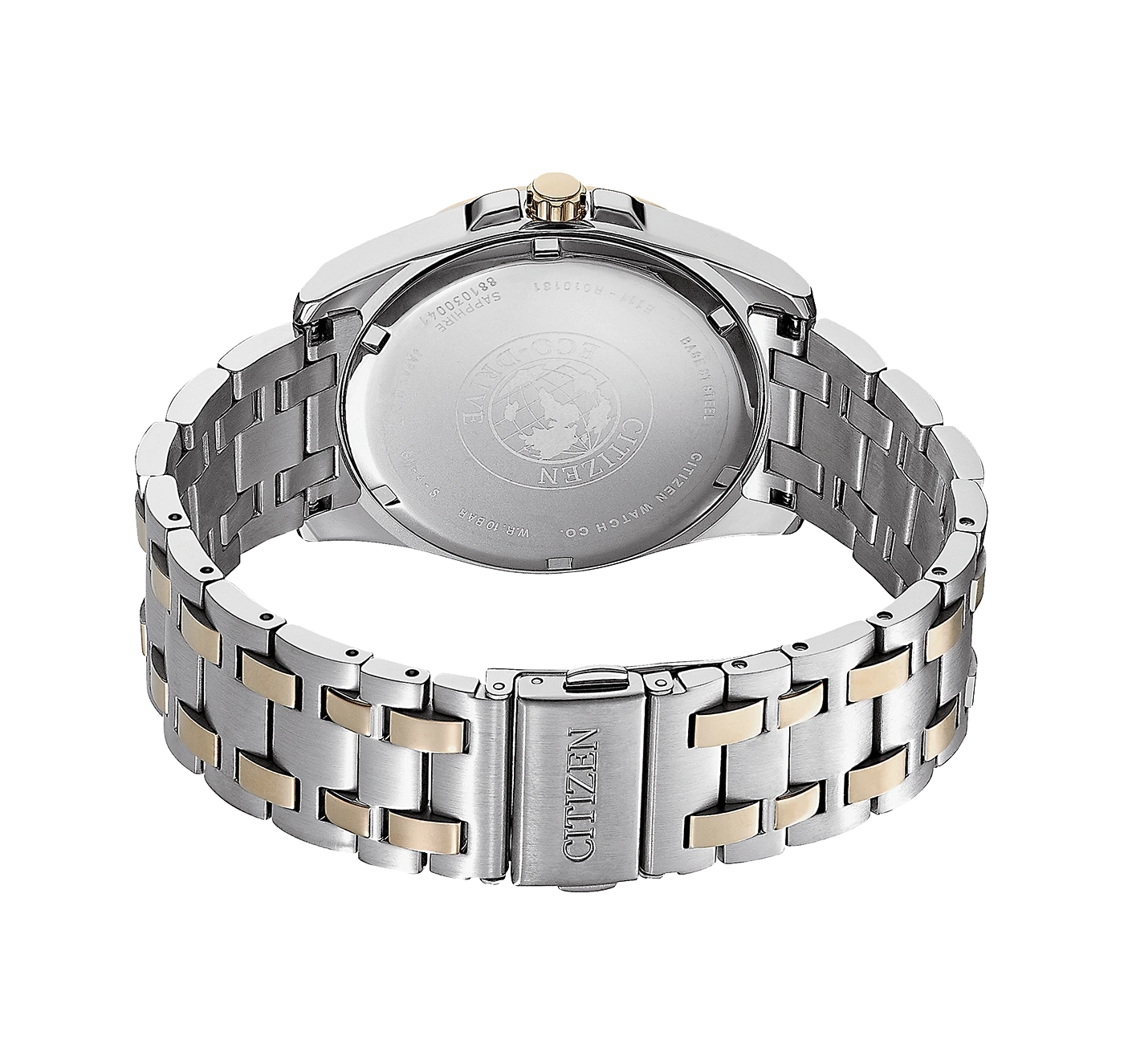Citizen horlogerug met zilveren en gouden armband, Eco-Drive, saffierglas